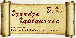 Đorđe Kaplanović vizit kartica